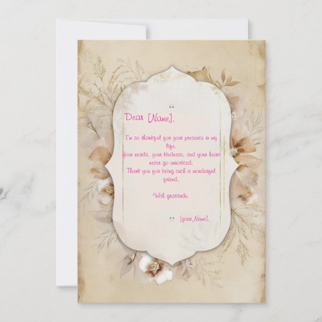 Invitation exemple de message de gratitude (Devant)