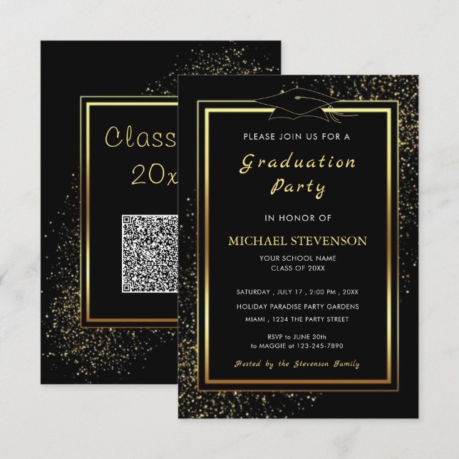 Invitation Exemple d'invitation de remise de diplômes avec co (Devant / Derrière)