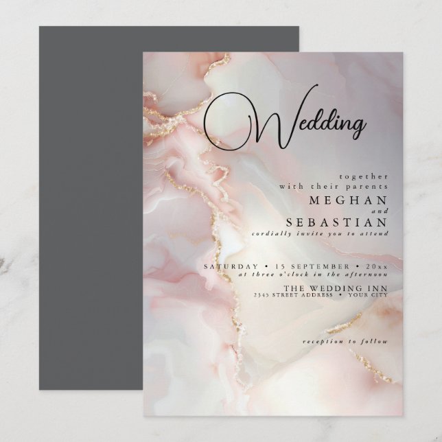 Invitation Exotic Blush  Marbled Opal (Devant / Derrière)