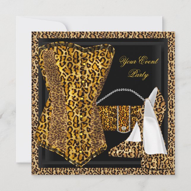 Invitation Exotic Leopard Black Gold High Heel Chaussures Par (Devant)