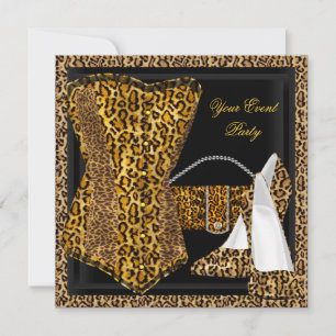 Invitation Exotic Leopard Black Gold High Heel Chaussures Par