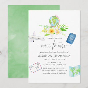 Invitation Exotique Aquarelle De Miss À Mrs Enterrement De Vi