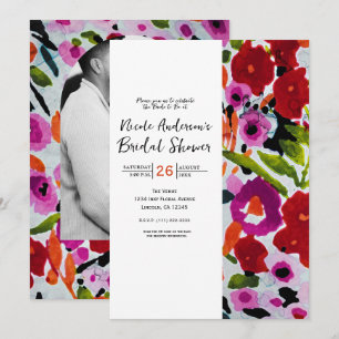 Invitation Explosion de couleur vive Fleurs aquarelles encre