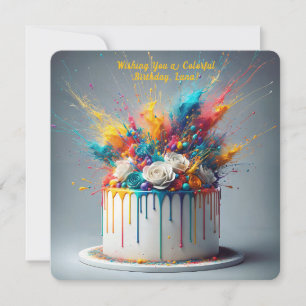 Invitation Explosion de joie - Joyeux gâteau d'anniversaire