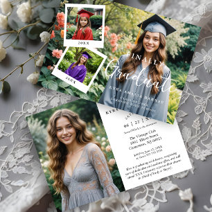 Invitation Exquise Script Collage 4 Photos Timeline Grad