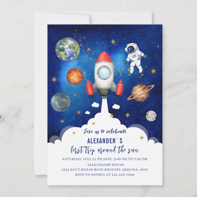 Invitation Extérieur Galaxie Starry premier célébrer bébé sho (Devant)