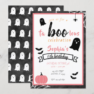 Invitation Fa"boo"lous Girls Birthday Ghost Halloween