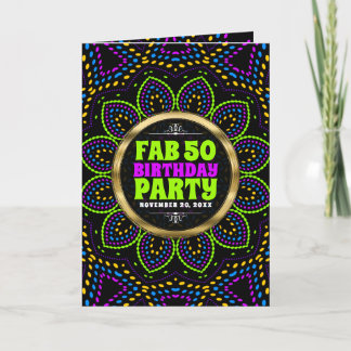 Invitation FAB 50e anniversaire Super Rave Flower Party