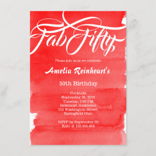 Invitation Fab 50th Birthday Party Modern Chic Red
