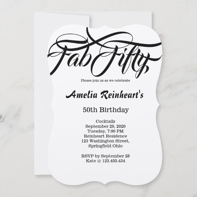 Invitation Fab Cinquante 50 Anniversaire (Devant)
