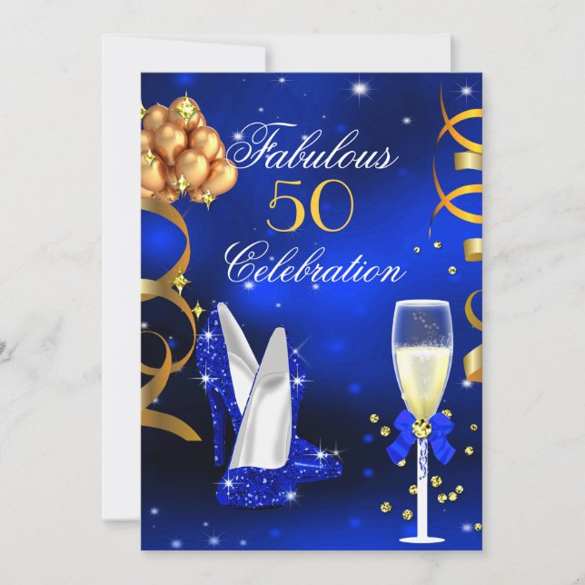 Invitation Fabrique Champagne Party Royal Blue Heels Gold (Devant)