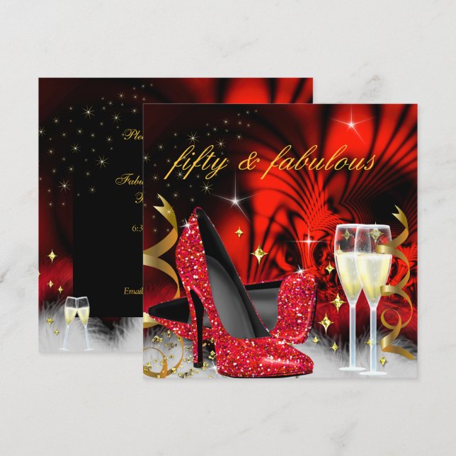 Invitation Fabrique cinquante Rouge Noir Haut talons Gold Par (Devant / Derrière)