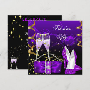 Invitation Fabrique Cinquante Violet Parties scintillant haut