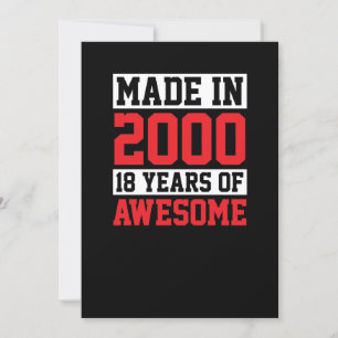 Invitation Fabriqué en 2000, 18 ans d'anniversaire génial