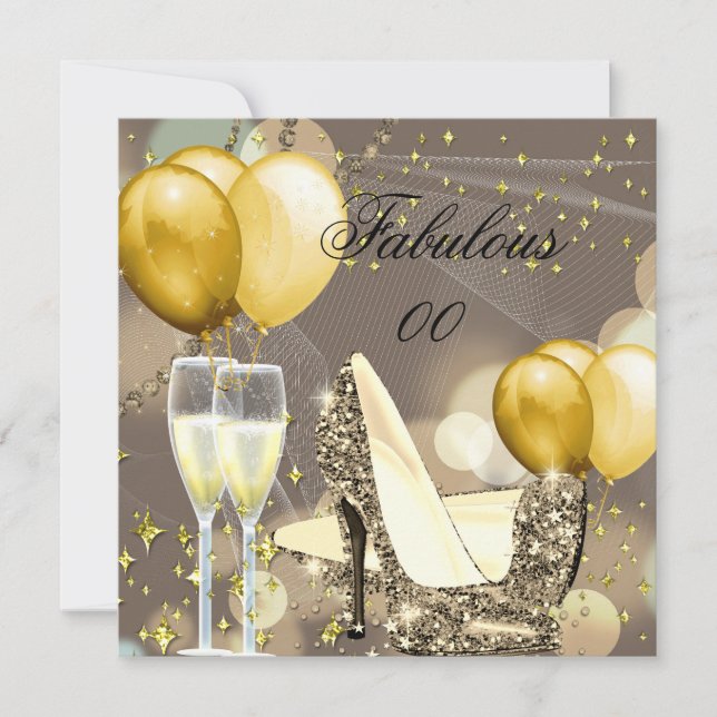 Invitation Fabrique Gold Beige Champagne Anniversaire 3 (Devant)