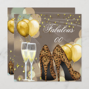 Invitation Fabrique Gold Beige Leopard Champagne Party