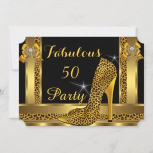 Invitation Fabrique Leopard Gold High Heels Anniversaire fête