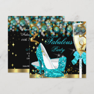 Invitation Fabrique Parties scintillant bleue Turquoise haute