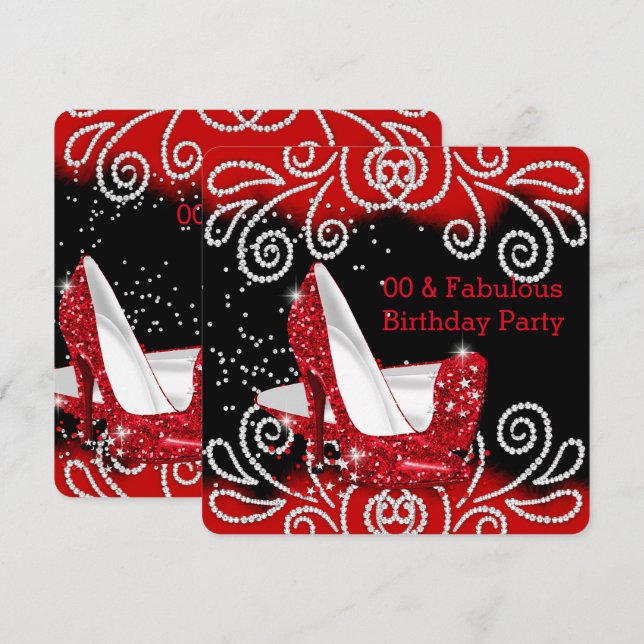 Invitation Fabrique Parties scintillant Rouge talons hauts fê (Devant / Derrière)