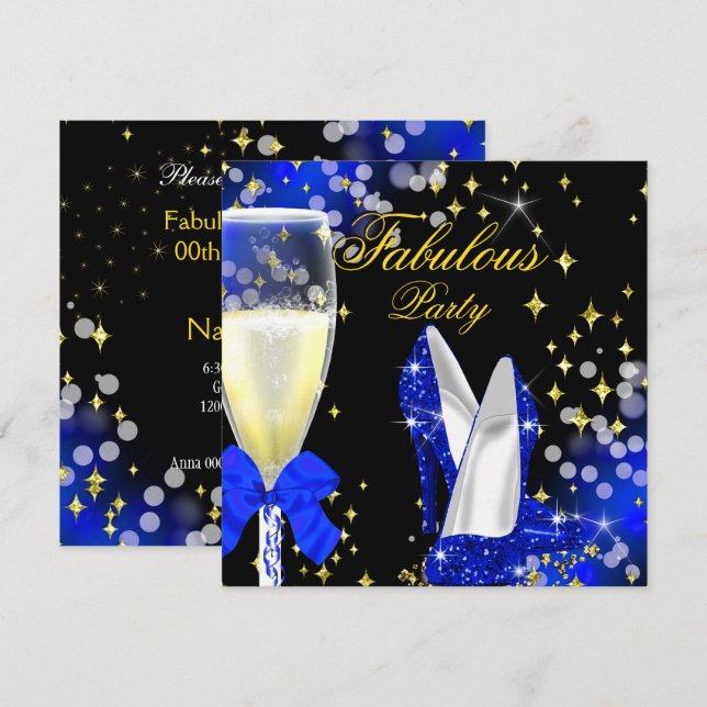 Invitation Fabrique Royal Blue Parties scintillant High Heels (Devant / Derrière)