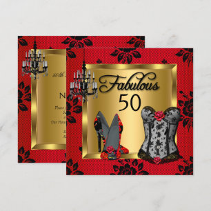 Invitation Fabulable 50 ans Talons Rouges Noirs Fête d'Annive