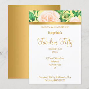INVITATION FABULE PERSONNALISÉ ÉLÉGANT À 50 LEMON JAUNE FLORA