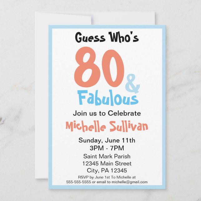 Invitation fabuleuse fête d'anniversaire (Devant)