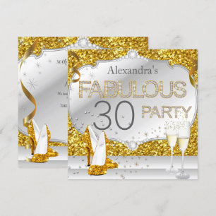 Invitation Fabuleux 30 Gold Parties scintillant Glamor fête d