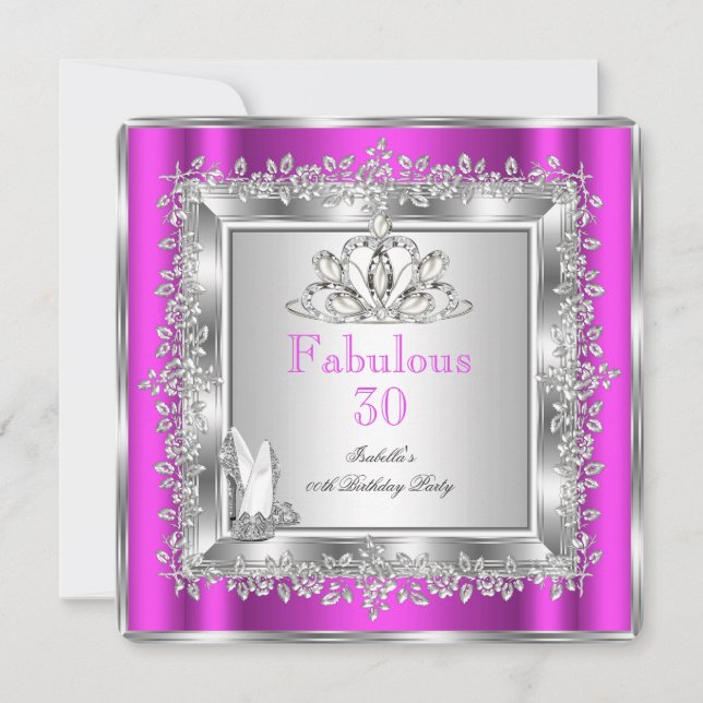 Invitation Fabuleux 30 Party Purple Rose chaussures en argent (Devant)