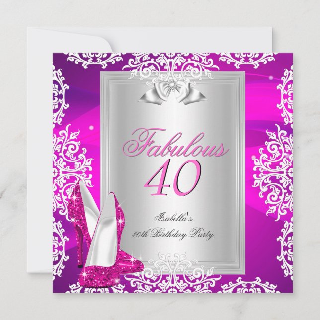 Invitation Fabuleux 40 40e anniversaire fête Chaussures roses (Devant)