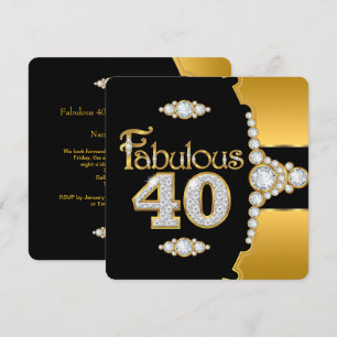 Invitation Fabuleux 40 40e anniversaire Gold Black Diamond