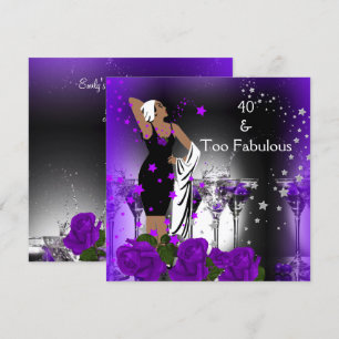 Invitation Fabuleux 40 40e anniversaire Purple Roses Boissons