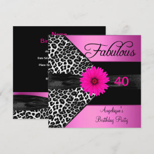 Invitation Fabuleux 40 Anniversaire Fête Chaud Pink Leopard