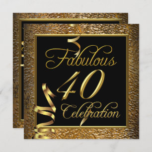 Invitation Fabuleux 40 Celebration Gold Black Anniversaire