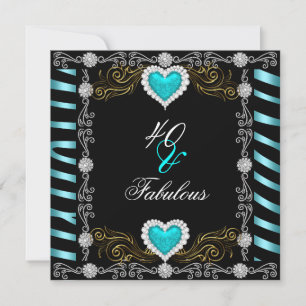 Invitation Fabuleux 40 Zebra Turquoise Black Silver 40e anniv