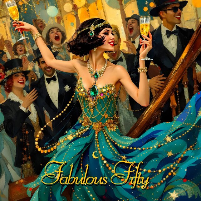 Invitation Fabuleux 50 1920 Bonnet Art déco Bijou vert (Créateur téléchargé)