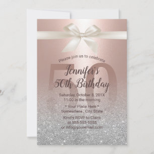 Invitation Fabuleux 50 Blush Rose Gold & Silver Anniversaire