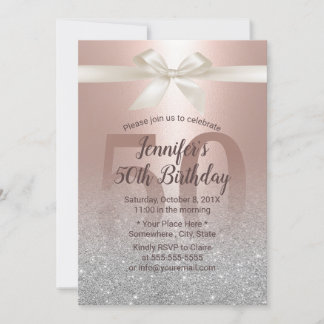 Invitation Fabuleux 50 Blush Rose Gold & Silver Anniversaire