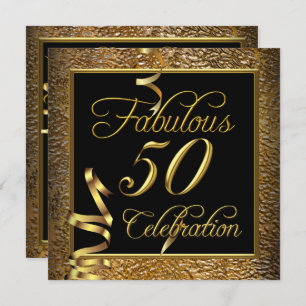 Invitation Fabuleux 50 Celebration Gold Black Anniversaire