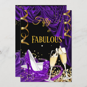 Invitation Fabuleux 50 Champagne violet talons Anniversaire