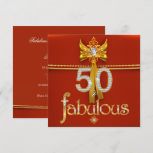 Invitation Fabuleux 50 Diamond Gold Deep Red Anniversaire Par