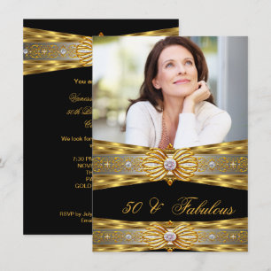 Invitation Fabuleux 50 Élégant Diamant Gemme Or Noir Photo 4