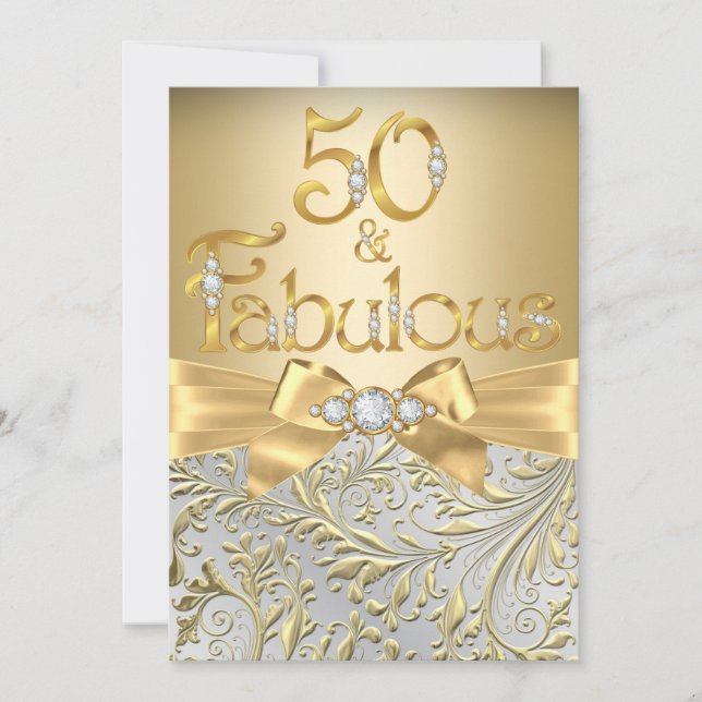 Invitation Fabuleux 50 Elegant Gold Bow Diamond (Devant)
