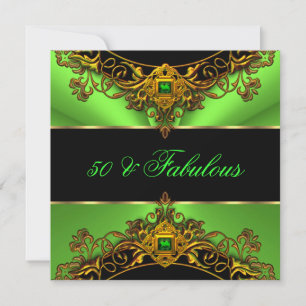 Invitation Fabuleux 50 Elite Green Lime Black Gold Anniversai