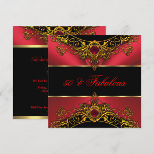 Invitation Fabuleux 50 Elite Red Black Gold Anniversaire