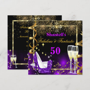 Invitation Fabuleux 50 Fantastique Festive Purple Gold Party