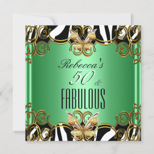Invitation Fabuleux 50 Green Gold Black White Zebra
