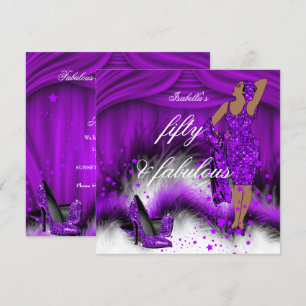 Invitation Fabuleux 50 Lady Purple High Heels fête d'annivers