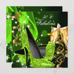 Invitation Fabuleux 50 Lime Green Gold talons fête d'annivers