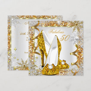 Invitation Fabuleux 50 Parties scintillant Gold fête d'annive